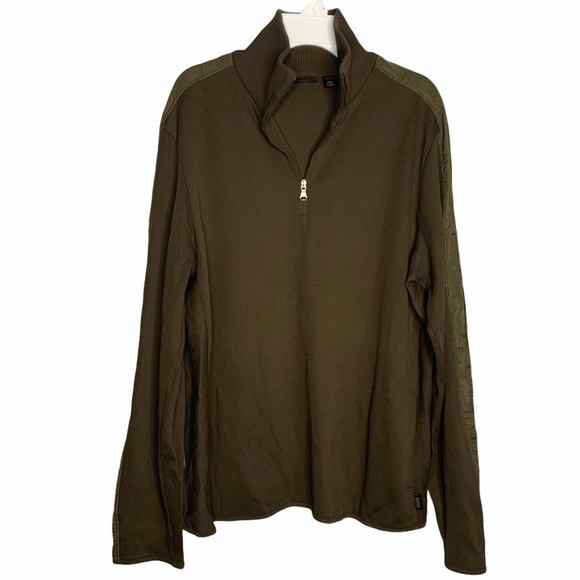 Boss Hugo Boss men’s Large 1/4 Zip Green sweatshirt pullover quarter zip - Picture 1 of 10
